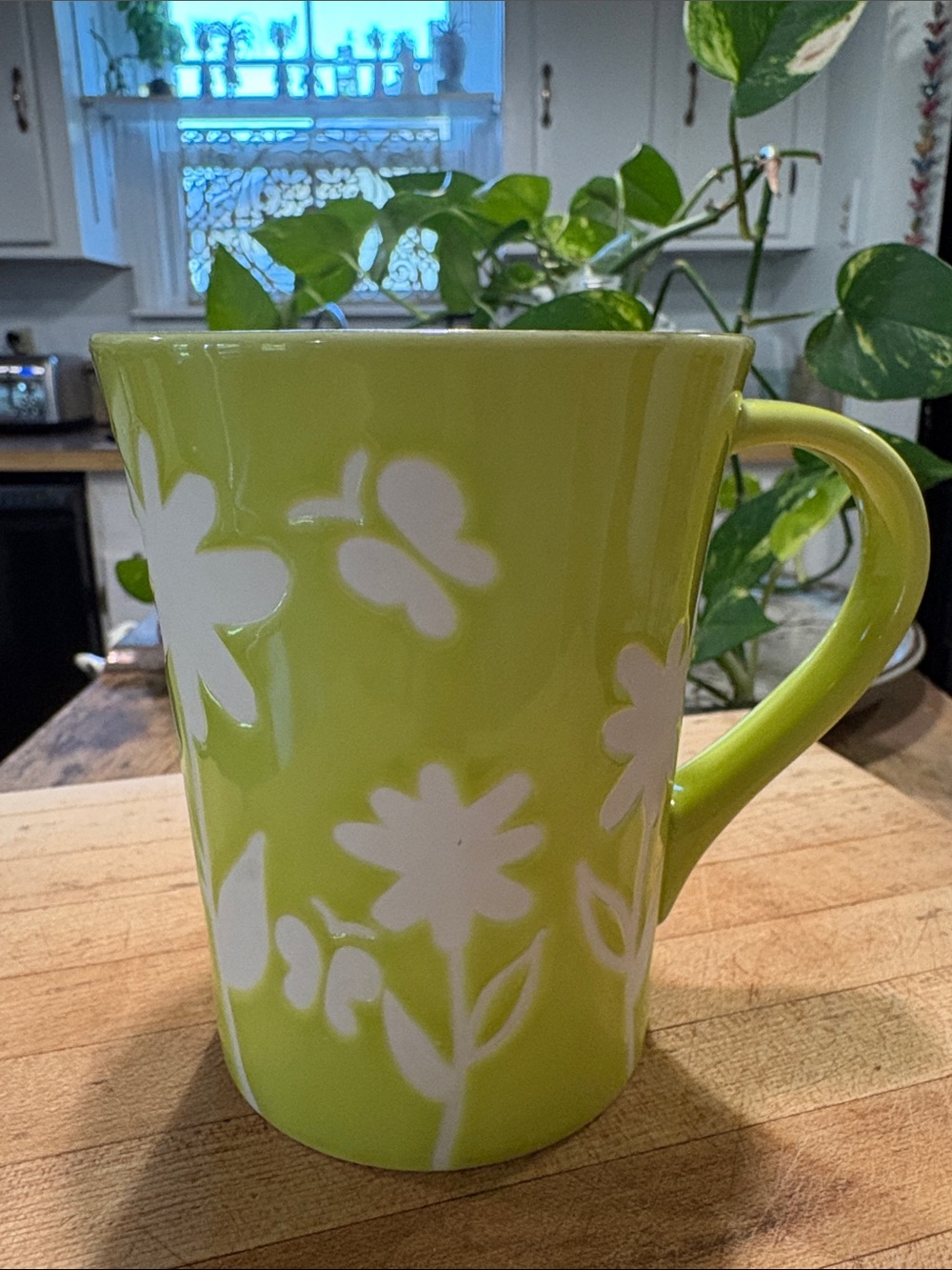 Starbucks Lime Green Floral Ceramic Mug